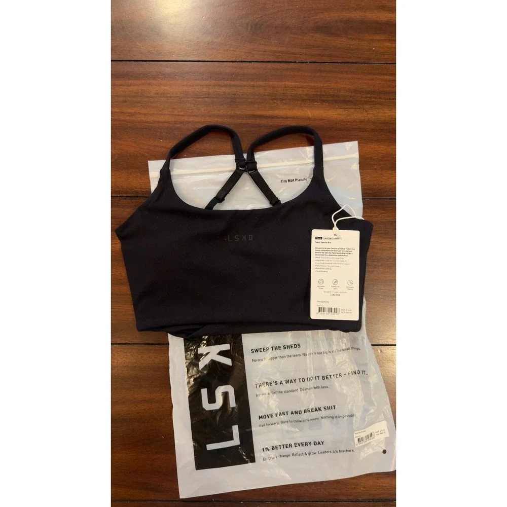 LSKD Twist Sports Bra Black Adjustable Straps Women's Size XS NWT NEW